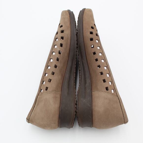 Mephisto Suede Ballet Flat Womens Size 10 Taupe Slip On Comfort Shoe Minimalist - Picture 7 of 10